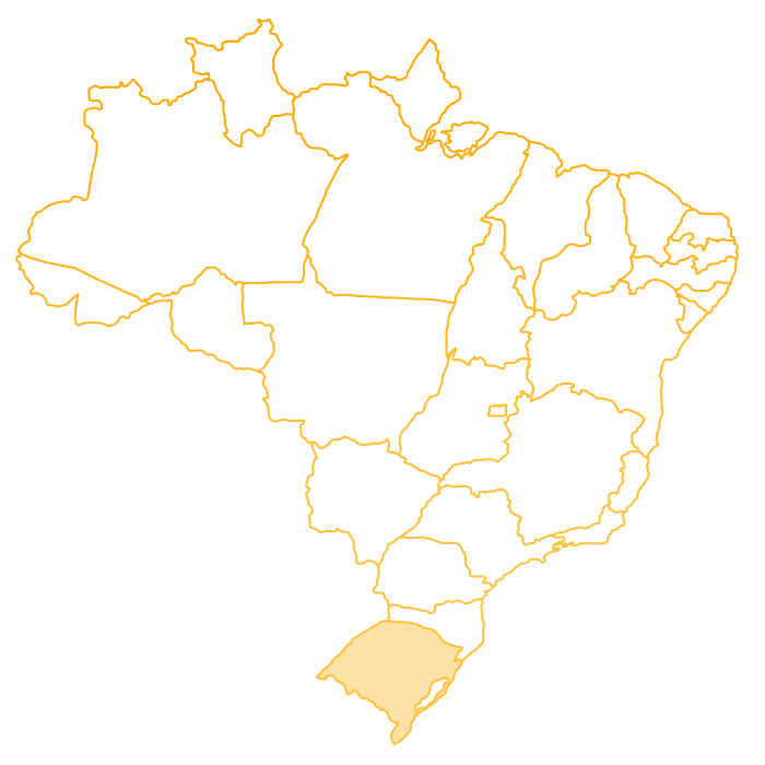 Mapa do Brasil com o Rio Grande do Sul em destaque